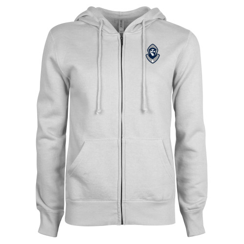  ENZA Womens White Fleece Full Zip Hoodie - Hermit Mascot