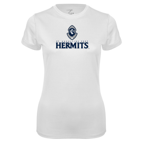  Womens White Performance Tee - Primary Mark