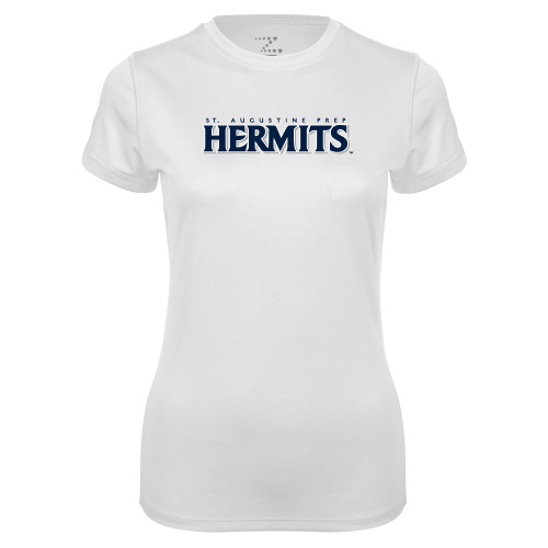  Womens White Performance Tee - St. Augustine Prep Hermits