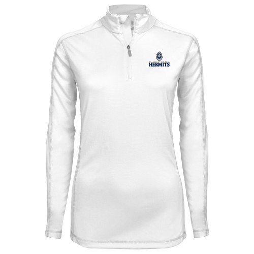  Syntrel Womens White Interlock 1/4 Zip - Primary Mark