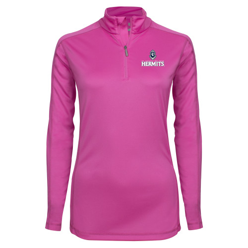  Syntrel Womens Raspberry Interlock 1/4 Zip - Primary Mark