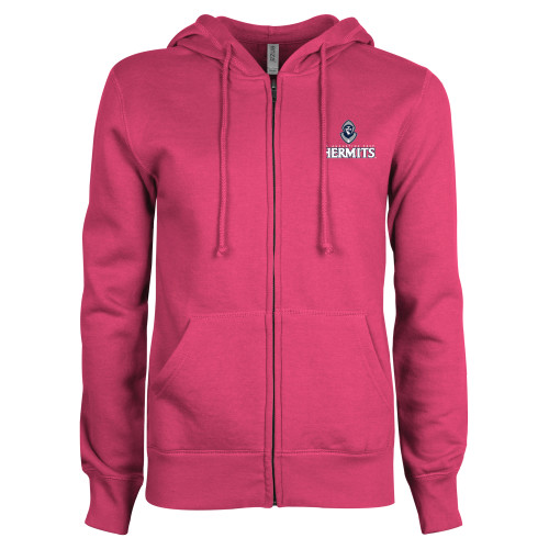  ENZA Womens Fuchsia Fleece Full Zip Hoodie - Primary Mark