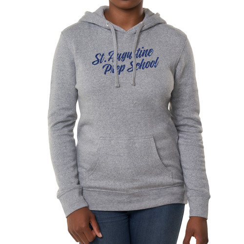  Fall Rush Ladies Athletic Grey Sponge Fleece Hoodie - H Dark Blue Glitter