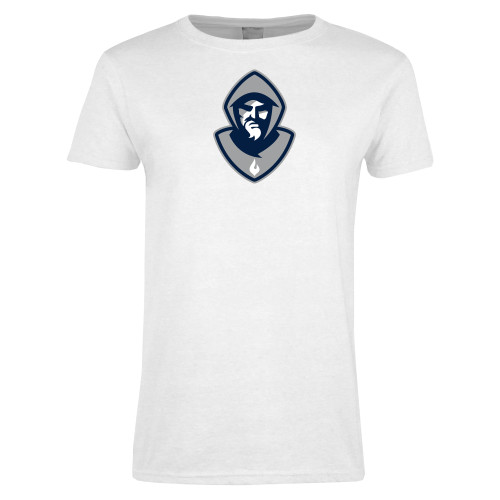  Womens White Short Sleeve Tee - Hermit Mascot