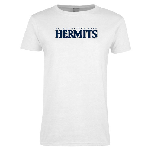  Womens White Short Sleeve Tee - St. Augustine Prep Hermits