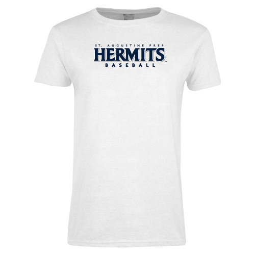  Womens White Short Sleeve Tee - Hermits Baseball