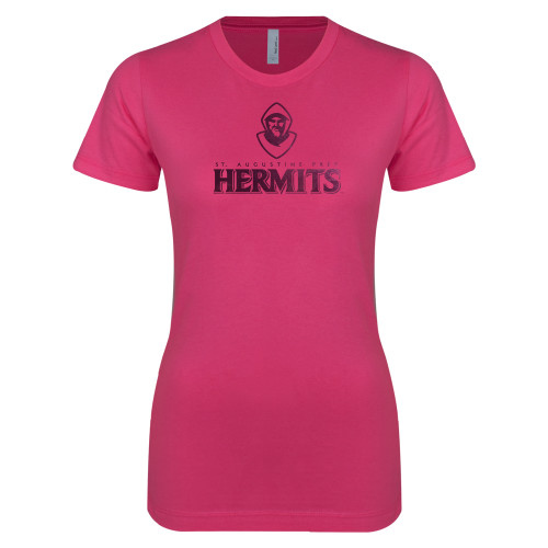  Next Level Womens Fuchsia Boyfriend Tee - Primary Mark  Foil