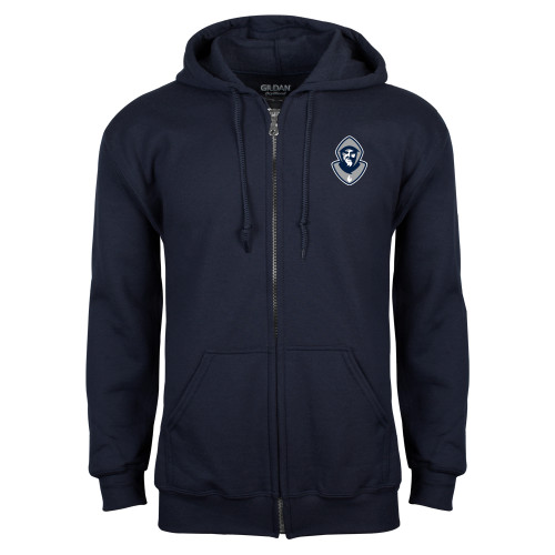  Navy Fleece Full Zip Hoodie - Hermit Mascot