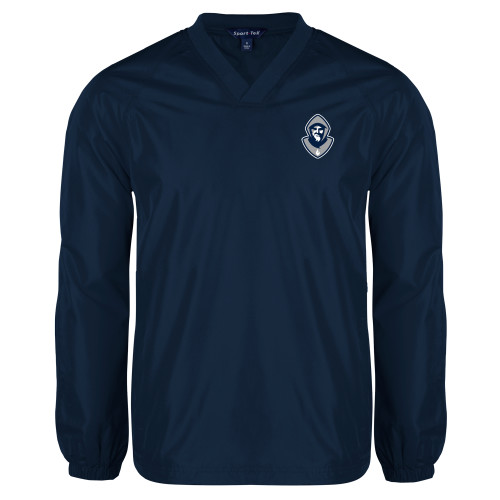  Navy V Neck Raglan Windshirt - Hermit Mascot
