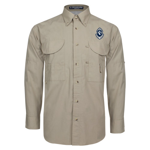  Khaki Fishing Shirt Performance Long Sleeve - Hermit Mascot