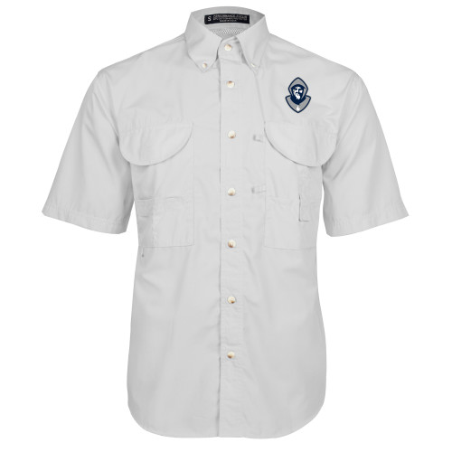  White Fishing Shirt Performance Short Sleeve - Hermit Mascot