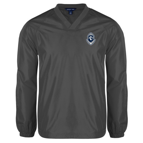  Charcoal V Neck Raglan Windshirt - Hermit Mascot