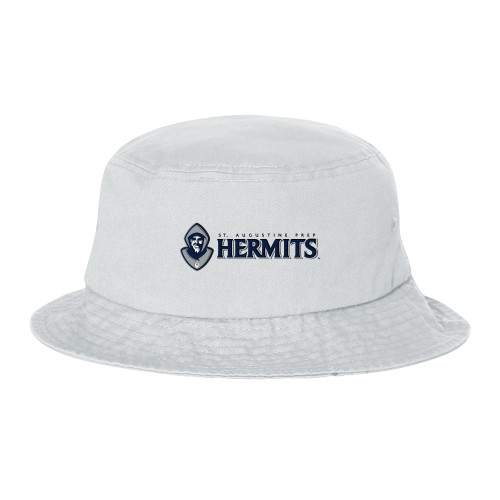  Sportsman White Bucket Hat - Horizontal Hermit Mark
