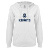 Thumbnail image for  ENZA Womens White V Notch Raw Edge Fleece Hoodie