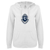 Thumbnail image for  ENZA Womens White V Notch Raw Edge Fleece Hoodie