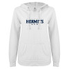 Thumbnail image for  ENZA Womens White V Notch Raw Edge Fleece Hoodie