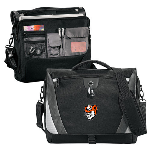  Black/Grey Slope Computer Messenger Bag - Bearkat Head