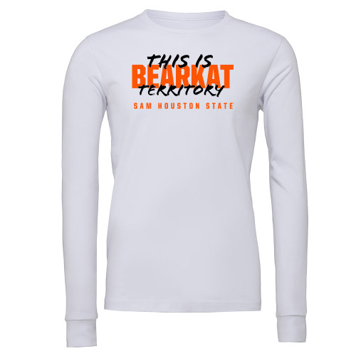  Bella + Canvas White Jersey Cotton Long Sleeve T Shirt - This is Bearkat Territory