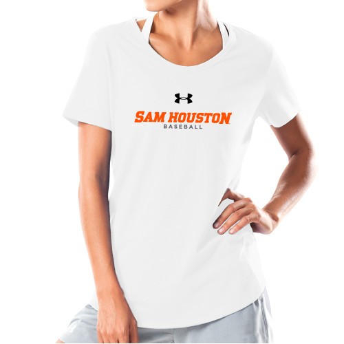  Under Armour Womens White Charged Cotton Tee - Sam Houston Baseball