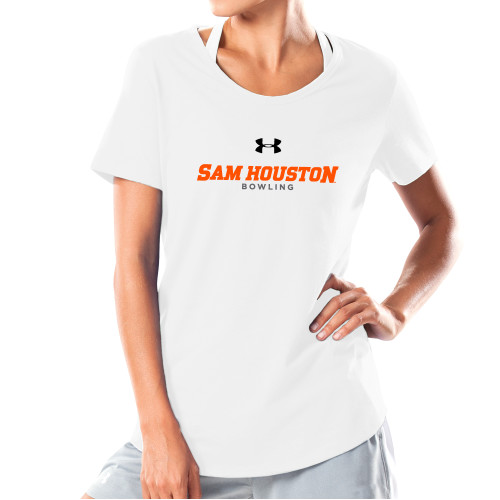  Under Armour Womens White Charged Cotton Tee - Sam Houston Bowling