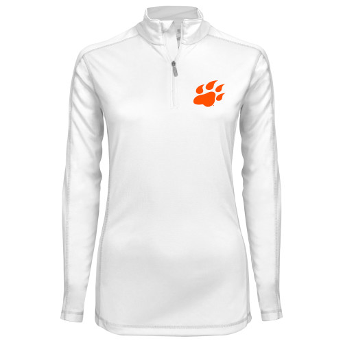  Syntrel Womens White Interlock 1/4 Zip - Secondary Athletics Mark