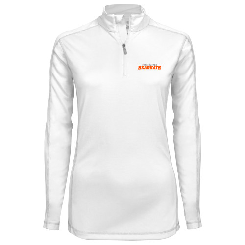  Syntrel Womens White Interlock 1/4 Zip - Wordmark