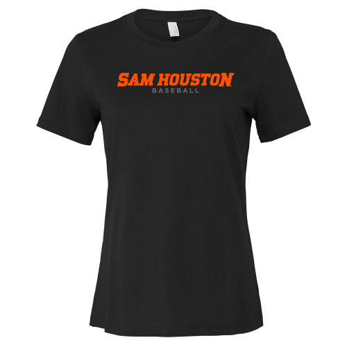  Bella + Canvas Womens Black Relaxed Cotton T Shirt - Sam Houston Baseball