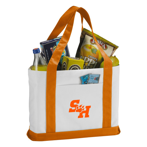  Contender White/Orange Canvas Tote - Primary Athletics Mark