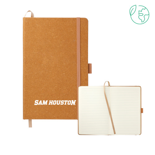  5.5 x 8.5 Natural FSC Mix Recycled Leather Bound Journal - Sam Houston Wordmark