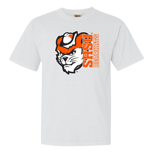  Comfort Colors White T Shirt - SHSU Mascot Behind Text