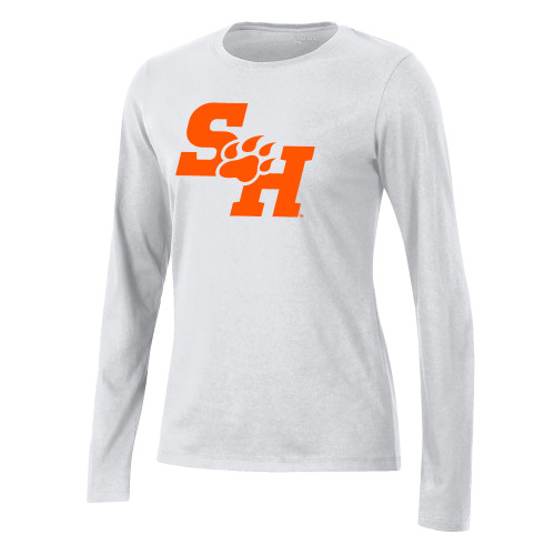  Gear Womens White Long Sleeve Tee - Primary Athletics Mark