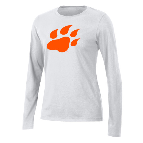  Gear Womens White Long Sleeve Tee - Secondary Athletics Mark