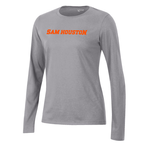  Gear Womens Oxford Heather Long Sleeve Tee - Sam Houston Wordmark