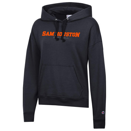  Champion Womens Black Powerblend Pullover Hood - Sam Houston Softball