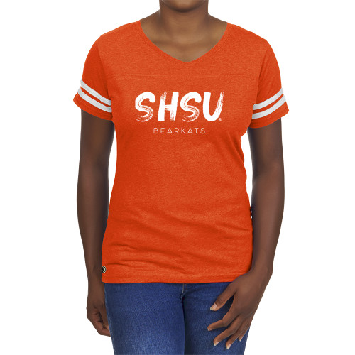  Fall Rush Ladies Orange 60/40 Football Tee - SHSU Brushstroke Bearkats