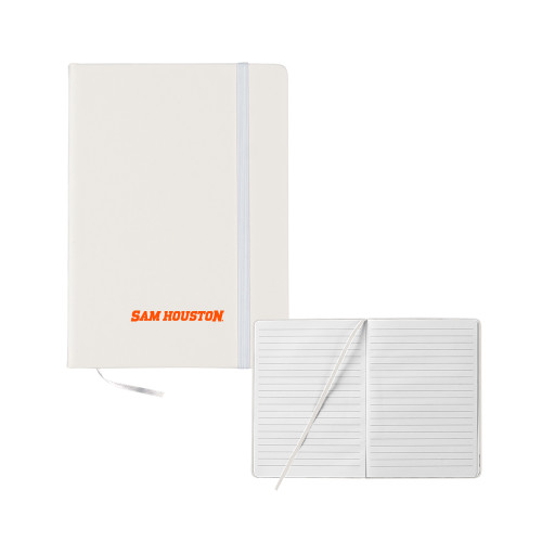  5x7 White Hard Cover Journal - Sam Houston Wordmark