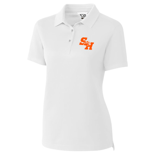  C&B Womens White Advantage Polo - Primary Athletics Mark EMB