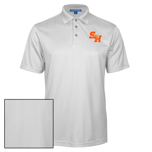  White Performance Fine Jacquard Polo - Primary Athletics Mark EMB