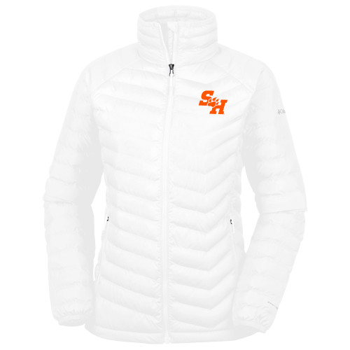  Columbia Womens White Powder Lite Jacket - Primary Athletics Mark EMB