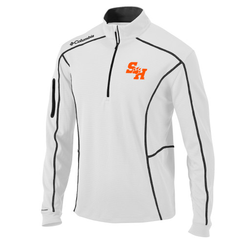  Columbia White Omni Wick Shotgun 1/4 Zip - Primary Athletics Mark EMB