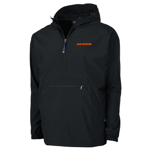  Charles River Black Pack N Go Pullover Rain Jacket - Sam Houston Wordmark EMB