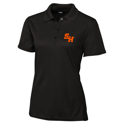  C&B Womens Black Clique Ice Pique Polo - Primary Athletics Mark EMB