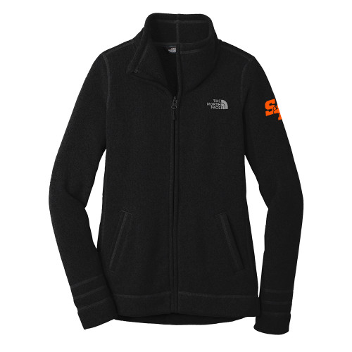  The North Face Womens Black Heather Fleece Jacket - Primary Athletics Mark EMB