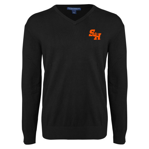  Black VNeck Sweater - Primary Athletics Mark EMB