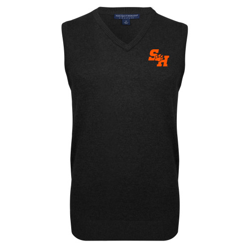  Black VNeck Sweater Vest - Primary Athletics Mark EMB