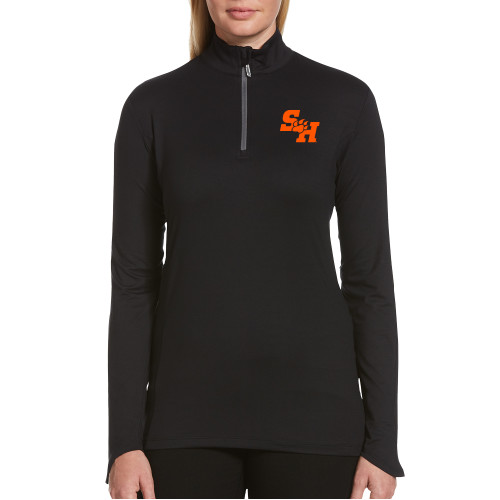  Callaway Womens Black 1/4 Zip Pullover - Primary Athletics Mark EMB