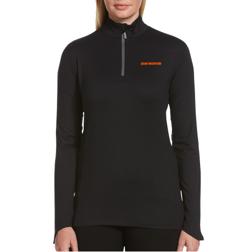  Callaway Womens Black 1/4 Zip Pullover - Sam Houston Wordmark EMB