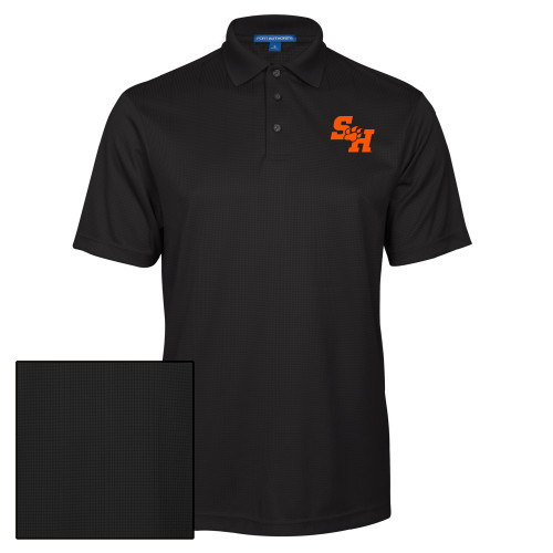  Black Performance Fine Jacquard Polo - Primary Athletics Mark EMB