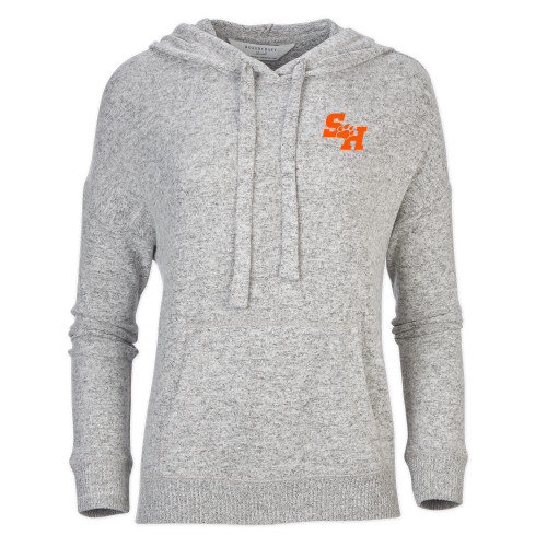  Boxercraft Womens Oxford Grey Heather Cuddle Soft Hoodie - Primary Athletics Mark EMB