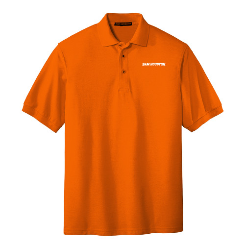  Orange Silk Touch Polo - Sam Houston Wordmark EMB